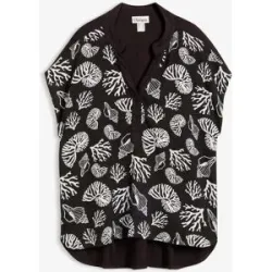 bonprix Blusenshirt im Material-Mixschwarz 46Damen