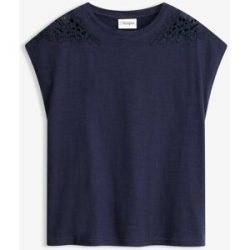 bonprix Shirt mit Spitzeneinsatz aus reiner Baumwolleblau 40Damen