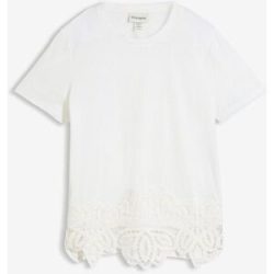 bonprix Shirt mit Seidenanteil und Häkelspitzeweiß 36Damen