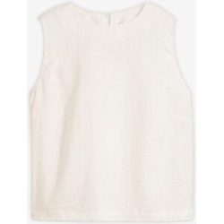 bonprix Kurzes Top aus reinem Leinenweiß 50Damen