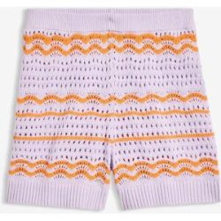 bonprix Strick-Shorts aus luftigem Baumwoll-Leinen-Mixlila 32Damen
