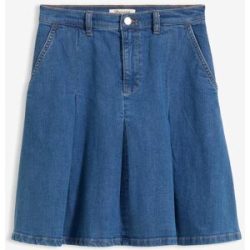 bonprix Jeansrock Mid Waist, Faltenblau 52Damen