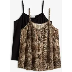 bonprix Spaghettiträger-Top aus fließendem Viskose-Mix (2er Pack)beige 52Damen