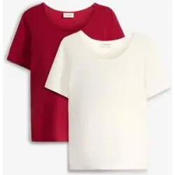 bonprix Umstandsshirts mit tiefem Rundhalsausschnitt (2er Pack)weiß 32Damen