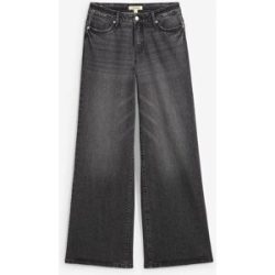 bonprix Wide-Leg-Jeans, Mid Waist, Low Stretchschwarz 46Damen