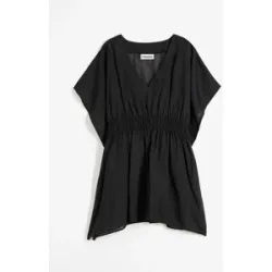 bonprix Longtunika 1 luftiger Webstoff, transparente Optik, tiefer V-Ausschnitt