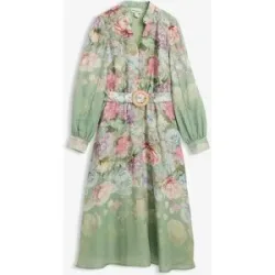 bonprix Midikleid aus Ramie (2 tlg.Set mit Gürtel)grün 46Damen