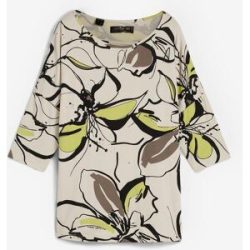 bonprix Shirt mit Fledermausärmel und floralem Druckbeige 44Damen
