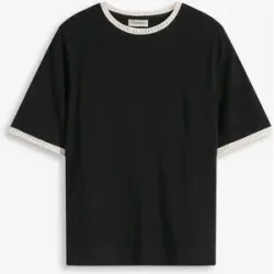 bonprix Shirt mit Spitzenborteschwarz 44Damen