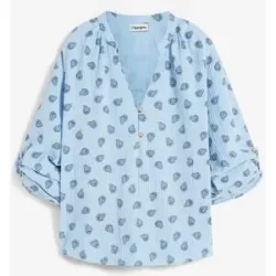bonprix Oversize-Bluse aus luftigem Musselinblau 54Damen