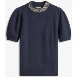 bonprix Pullover mit Strass-Applikationblau 44Damen