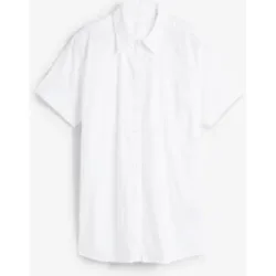 bonprix Stretch-Kurzarmbluse aus Baumwoll-Mixweiß 48Damen