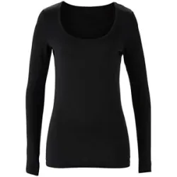 bonprix Figurbetontes Langarmshirtschwarz 36Damen