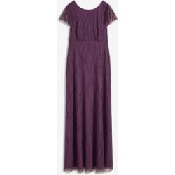 bonprix Maxikleid aus zartem Tüll mit Perlenstickereilila 50Damen