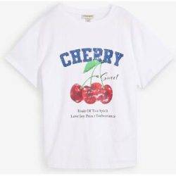 bonprix T-Shirt aus reiner Bio-Baumwolle, bedrucktweiß 32Damen