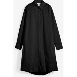 bonprix Hemdblusenkleid mit Ballonsaum aus reiner Baumwolleschwarz 34Damen