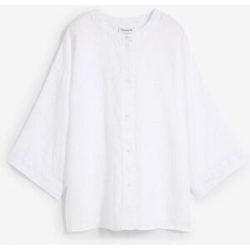 bonprix Shirtbluse Oversize-Passform, aus Leinen, strukturierte Oberfläche, 3/4-Ärmel