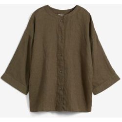 bonprix Shirtbluse Oversize-Passform, aus Leinen, strukturierte Oberfläche, 3/4-Ärmel