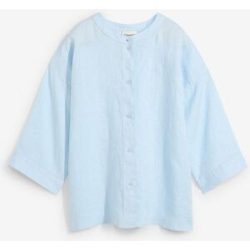bonprix Shirtbluse Oversize-Passform, aus Leinen, strukturierte Oberfläche, 3/4-Ärmel