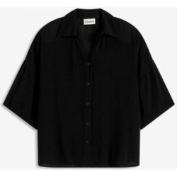 bonprix Kurzarmbluse luftige Kurzarmbluse, Oversize-Passform, mit Hemdblusenkragen