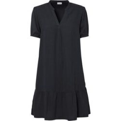 bonprix Minikleid Seitennahttaschen aus Baumwoll-Musselin, Volant, kurze Puffärmel, bequeme A-Linie