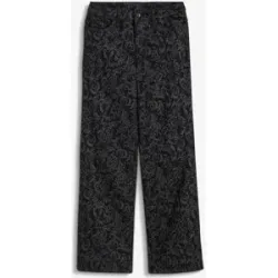 bonprix Wide-Leg-Jeans, Mid Waist mit Glanzmusterschwarz 36Damen