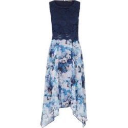 bonprix Chiffonkleid mit feiner Spitzeblau 36Damen
