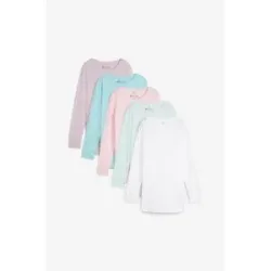 bonprix Longshirt mit Rundhalsausschnitt, Langarm (5er Pack)rosa 44Damen