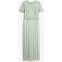 bonprix Maxikleid aus feinem Tüll mit Paillettenstickereigrün 36Damen