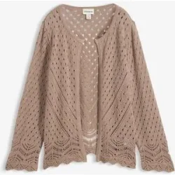 bonprix Ajour-Strickjacke aus reiner Baumwollebraun 44Damen
