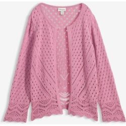 bonprix Ajour-Strickjacke aus reiner Baumwollerosa 48Damen