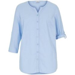 bonprix Bluse mit Leinen, 3/4 Armblau 48Damen