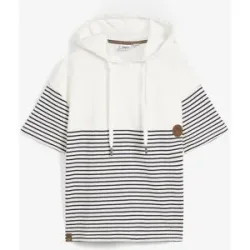 bonprix Kurzarm-Hoodie aus reiner Bio-Baumwolleweiß 52Damen