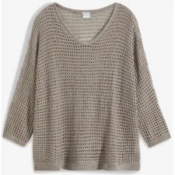bonprix Ajour-Pullover aus Viskose-Mixbraun 36Damen