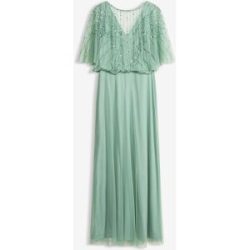 bonprix Maxikleid aus feinem Tüll mit Paillettenstickereigrün 44Damen