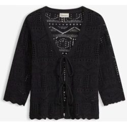 bonprix Ajour-Strickjacke zum Bindenschwarz 44Damen
