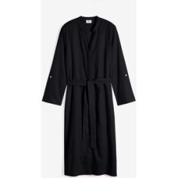 bonprix Kleid mit Taschen aus Leinen-Viskose-Mixschwarz 52Damen