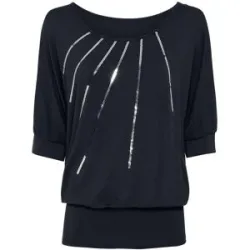 bonprix Shirt aus fließendem Viskose-Mixschwarz 52Damen