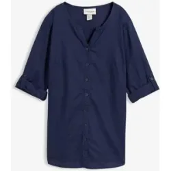 bonprix Bluse mit Leinen, 3/4 Armblau 44Damen