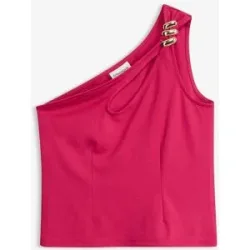bonprix One-Shoulder-Top mit Schmuck-Detailpink 46Damen
