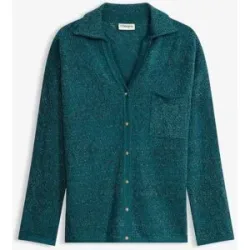 bonprix Ajour Strickhemd mit Glitzergarnpetrol 36Damen