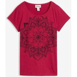 bonprix T-Shirt gerade Passform, Kurzarm, mit dekorativem Druck, aus Baumwolle