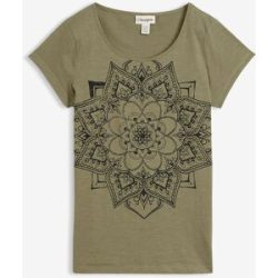 bonprix T-Shirt gerade Passform, Kurzarm, mit dekorativem Druck, aus Baumwolle
