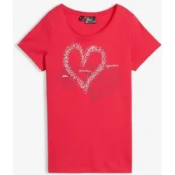 bonprix Shirt mit Herzdruck aus Bio-Baumwollerot 40Damen