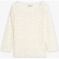 bonprix Tailliertes und teiltransparentes Spitzenshirtweiß 48Damen