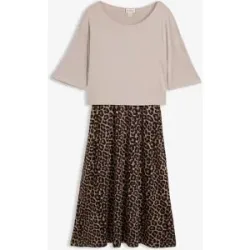 bonprix Shirt Kleid aus fließendem Viskose-Elasthan-Mixgrau 44Damen