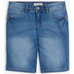 bonprix Stretch-Jeans-Bermuda mit farbigem Umschlagblau 36Damen