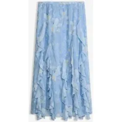 bonprix Maxirock aus leichtem Chiffonblau 52Damen
