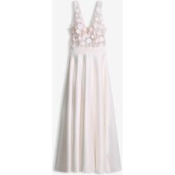 bonprix Brautkleid aus glänzendem Satin mit Blumen-Applikationweiß 40Damen