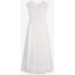 bonprix Brautkleid aus zartem Tüll mit Spitzeweiß 48Damen
